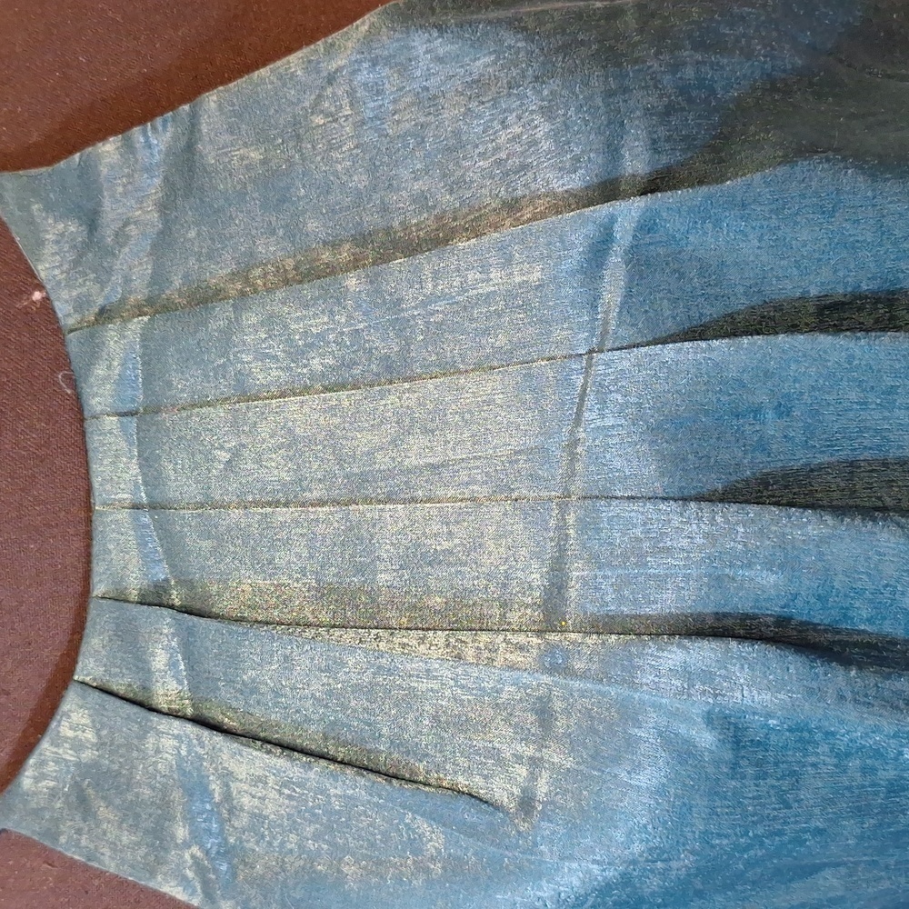 Evolutionary Teal Satin Jumpsuit Women's Medium Sleeveless Tie Waist #918 - Picture 3 of 8
